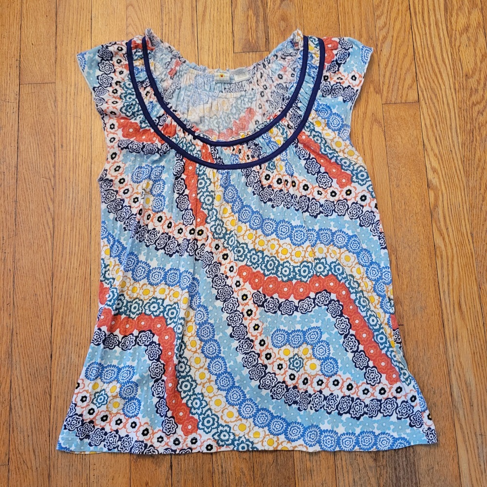 Little Yellow Button M Top Multicolor Floral Boho Artsy Hippie ANTHROPOLOGIE Mod